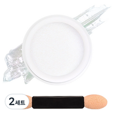 젤로젤로 젤네일 아트 엣지빔 머메이드 미러 파우더 글리터 + 브러쉬 세트, 2세트, JP12 퓨어실크