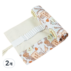 쁘띠양 귀여운 무늬 캔버스 롤형 필통 48홀, 철탑, 2개