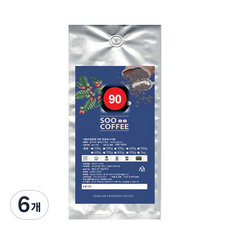 수커피 EXPRESS 90 분쇄 원두, 홀빈(분쇄안함), 500g, 6개