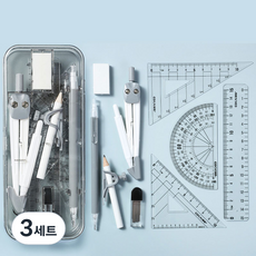 歐樂天使製圖用校園尺9件組 + 筆袋文具組, 3套, 黑色