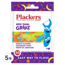 plackers 派樂絲 兒童牙線棒, 6.6cm, 30支, 5包