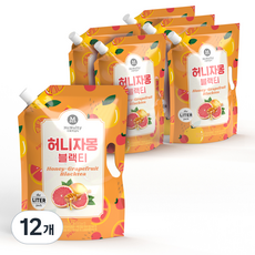 맥널티커피 허니 자몽 블랙티 대용량 파우치, 1L, 12개