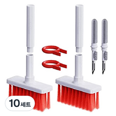 일상나눔 이어폰 청소 스틱 + 키보드 브러쉬 일체형 세트, 레드, 10세트