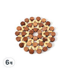 竹製多用途隔熱墊 小, 混合顏色, 6個