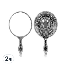 七星 圓形水晶手持鏡, 銀色, 2個