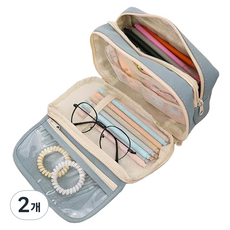 City Company 大容量 PVC 透明鉛筆盒, 藍色, 2個