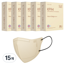 굿바이브스 마스크 성인용 KF94 대형, 베이지, 15개, 10개입