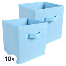清新可折疊不織布收納盒, 10個, 天藍色