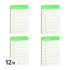 비팬시 하이라이트 메모패드 위클리 플랜 S, 형광, 12개