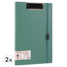 NUSIGN 固定綁帶 文件整理 資料夾式板夾 直式 A4, 綠色, 2個