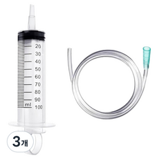 Daon Select 工業用大型注射器 100ml 軟管 1m, 混合色, 3個