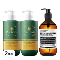 쎄씨쎌라 리프레싱 바디필링 500ml x 2p + 에코리브 플로럴 부케 바디워시 500ml 세트, 2세트