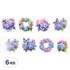 올리브파티 꽃의바다 플라워 빈티지 감성 다꾸 롤스티커 디자인 마테 세트, 파스텔, 6세트