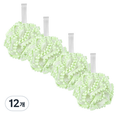 피어니스트 동글동글 풍성 폼폼 샤워볼, 그린, 1개입, 12개