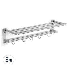 普樂斯家居 黏貼式鋁製2層毛巾架 FH, 單一顏色, 3個