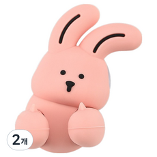 可愛兔子牙刷架 多用途掛鉤 3.3 x 6 cm, 2個, 粉紅色