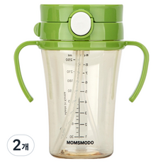 맘스모도 세척편한 유아 PPSU 원터치 빨대컵, 250ml, 2개, 시그니처그린