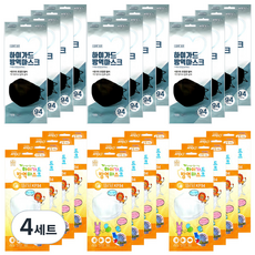 아이러브에어 하이가드 방역 황사마스크 2종세트 KF94 대형 블랙 12p + KF94 소형 화이트 12p, 4세트