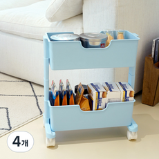 보노하우스 로만 슬림 2단 트롤리, 모던블루, 4개