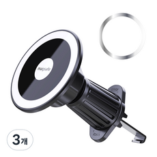 심플리로어 맥세이프 호환 360도 송풍구 차량용 휴대폰 거치대, 3개, 블랙