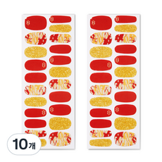 Bellancy 擬真凝膠美甲貼 高級美甲貼紙 22片, 紅金大理石紋, 10個