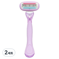 Barom Mall 女性用5層刀片防刮刮鬍刀 長款紫色刀頭 5.5 x 13.8 cm + 刀片組, 2個, 1入