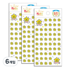 쁘띠팬시 한글별 칭찬스티커 6p, 혼합 색상, 6개입
