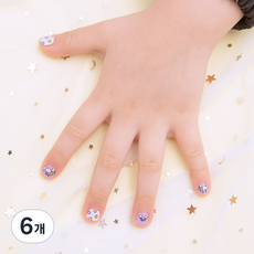 글로시블라썸 프린세스 젤리카 어린이 젤 네일 스트립, 레인보우 유니콘, 6개