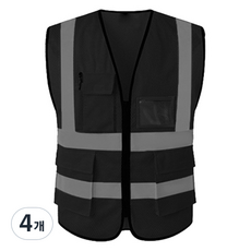 TIS 全網眼口袋型安全背心 工作服 黑色, 4件