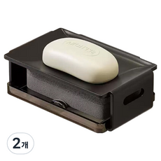 깔꼼샵 免鑽孔浴室清潔肥皂架, 黑色, 2個