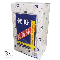 白兔脫脂棉(崙), 1入, 3盒