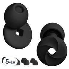미소로운 비행기 수면 실리콘 귀마개 2p + 이어캡 8p 세트 블랙 토네이도, 5세트
