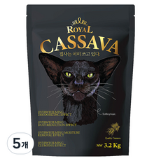 펫스토리로얄 카사바 냄새먹는 고양이 모래 무향, 3.2kg, 5개