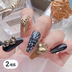 Quardi復古小熊愛心美甲配件 6種*2入組, 2組, 青銅