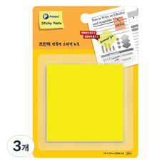 프린텍 반투명 스티키노트 CL7676, 노랑(CL7676Y), 30매, 3개
