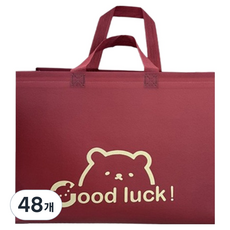 마켓감성 행운곰 부직포백 대형, 레드, 48개