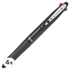 아크로볼 파이롯트 4색 볼펜 0.7mm, 블랙, 4개