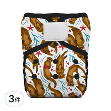 THIRSTIES 成長型 口袋式布尿布 有機棉 魔鬼氈 - Ottery Love 花色, Otterly in Love, 3件