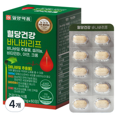 일양약품 혈당건강 바나바리프 영양제, 60정, 4개