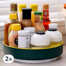 프란다스 미끄럼 방지 다용도 회전트레이 소형 26 x 7 cm, 그린 + 옐로우, 2개