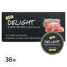 페피테일 반려동물 참 딜라잇 후코이단 간식캔, 혼합맛(연어/황태), 30g, 36개