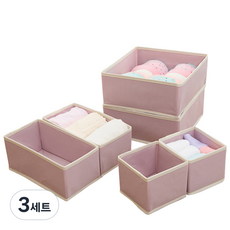 OON 부직포 다용도 정리함 3종 x 2p 세트, 핑크, 3세트