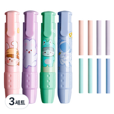 YUMS角色彩色自動橡皮擦替換芯 8入+4種組, 混色, 3組