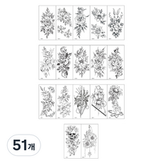 cinnamon girl 流行紋身貼紙組, 51個, B-黑玫瑰