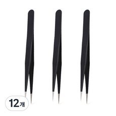 자타라 DIY 다용도 네일 도구 용품 큐빅 공구 다꾸 핀셋, 블랙, 12개