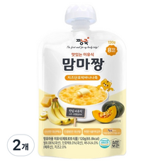 짱죽 맛있는 이유식 맘마짱 스파우트형, 혼합맛(치즈/단호박/바나나), 120g, 2개