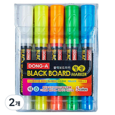 동아 형광 블랙보드마카 5색 세트, 혼합색상, 2개