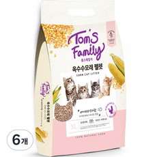 톰스패밀리 옥수수 고양이 모래 펠렛, 5L, 6개, 베이비 파우더향