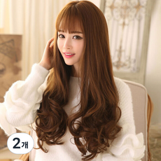 뿌이뿌이가발 여성 롱 웨이브 통가발 시스루, 초크브라운, 2개