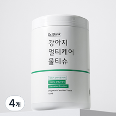 닥터블랭크 강아지 멀티케어 산책 물티슈 원통형, 100개입, 4개